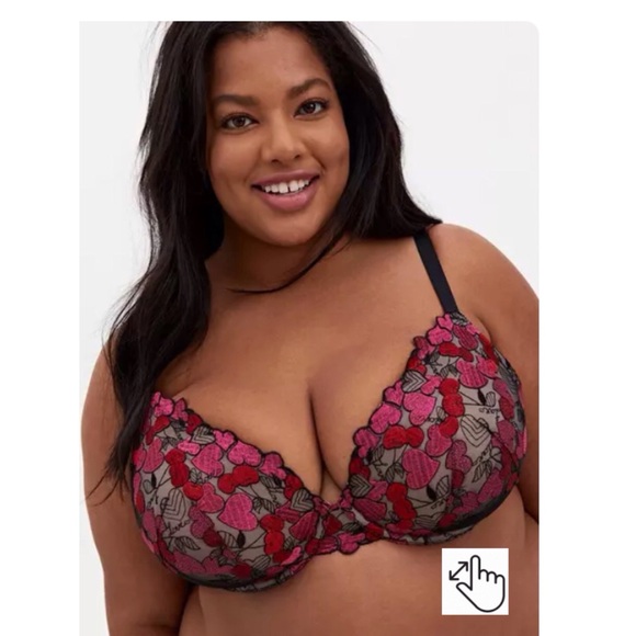Torrid Mesh Heart and Cherry Push Up Plunge Bra Size 40D - Picture 2 of 5